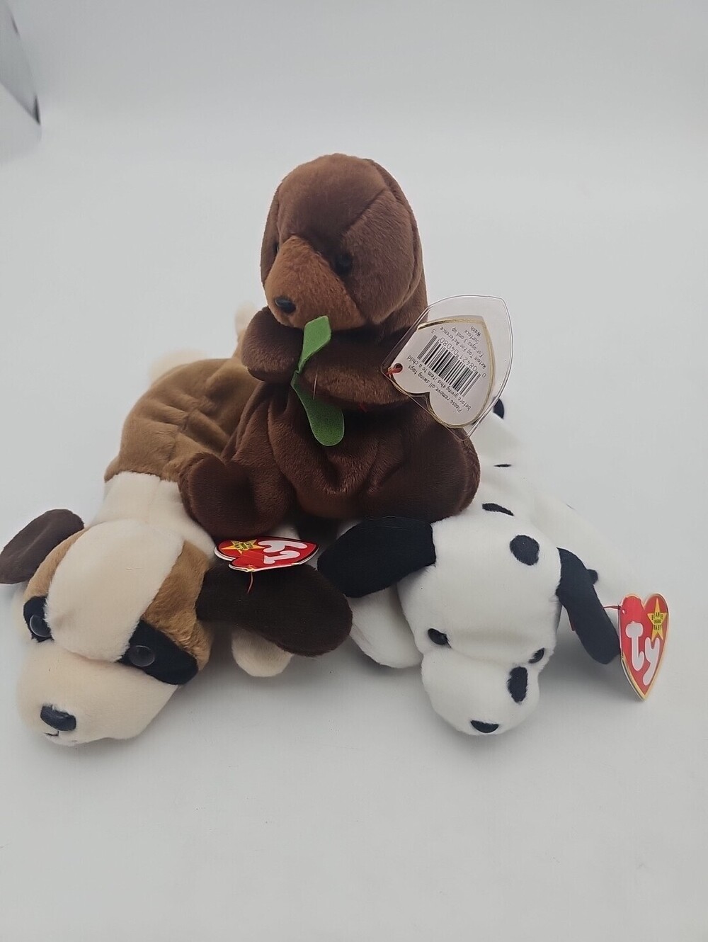Ty Beanie Babies Lot Of 3 Tags Nice Dog, Dalmatian And Bear